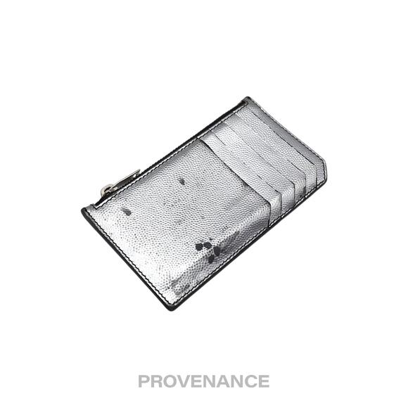 🔴 Saint Laurent Paris SLP Fragment Zip Card Wallet - Metallic Silver - Picture 3 of 7